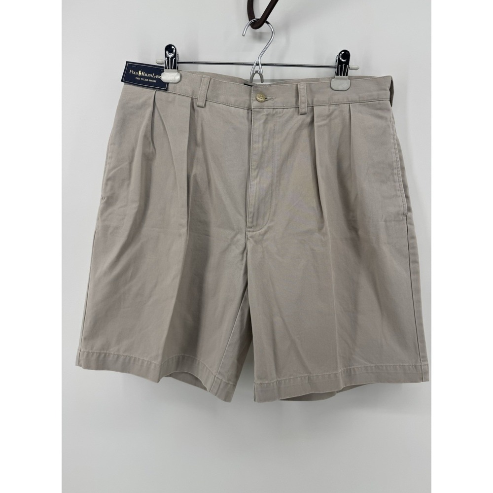 Polo Ralph Lauren The Tyler Short Size 35 X 9" Tan Classic Chino Pleated NWT